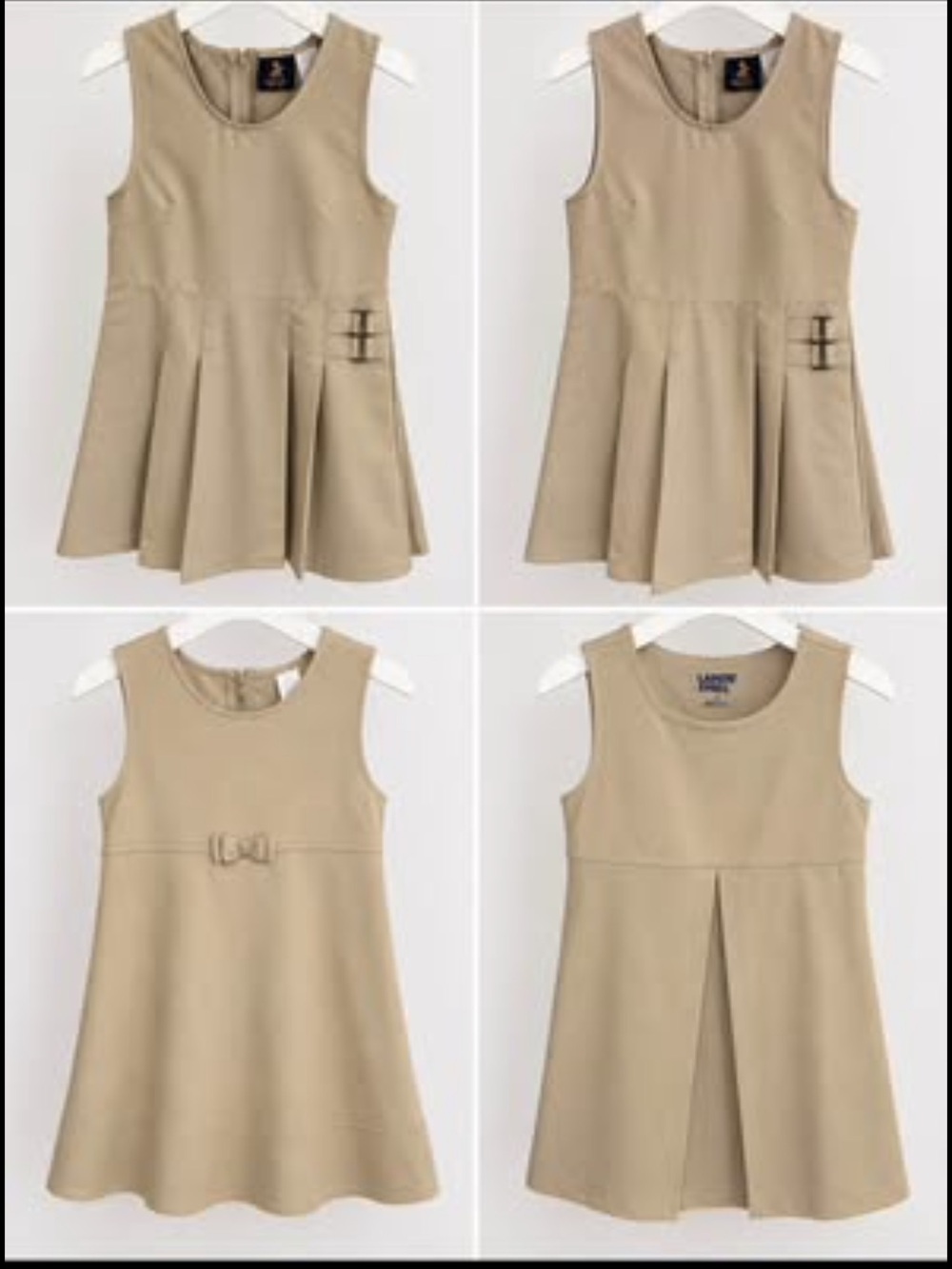 Lands' End Girls' Khaki Sleeveless Pleated & A-Line School Dress